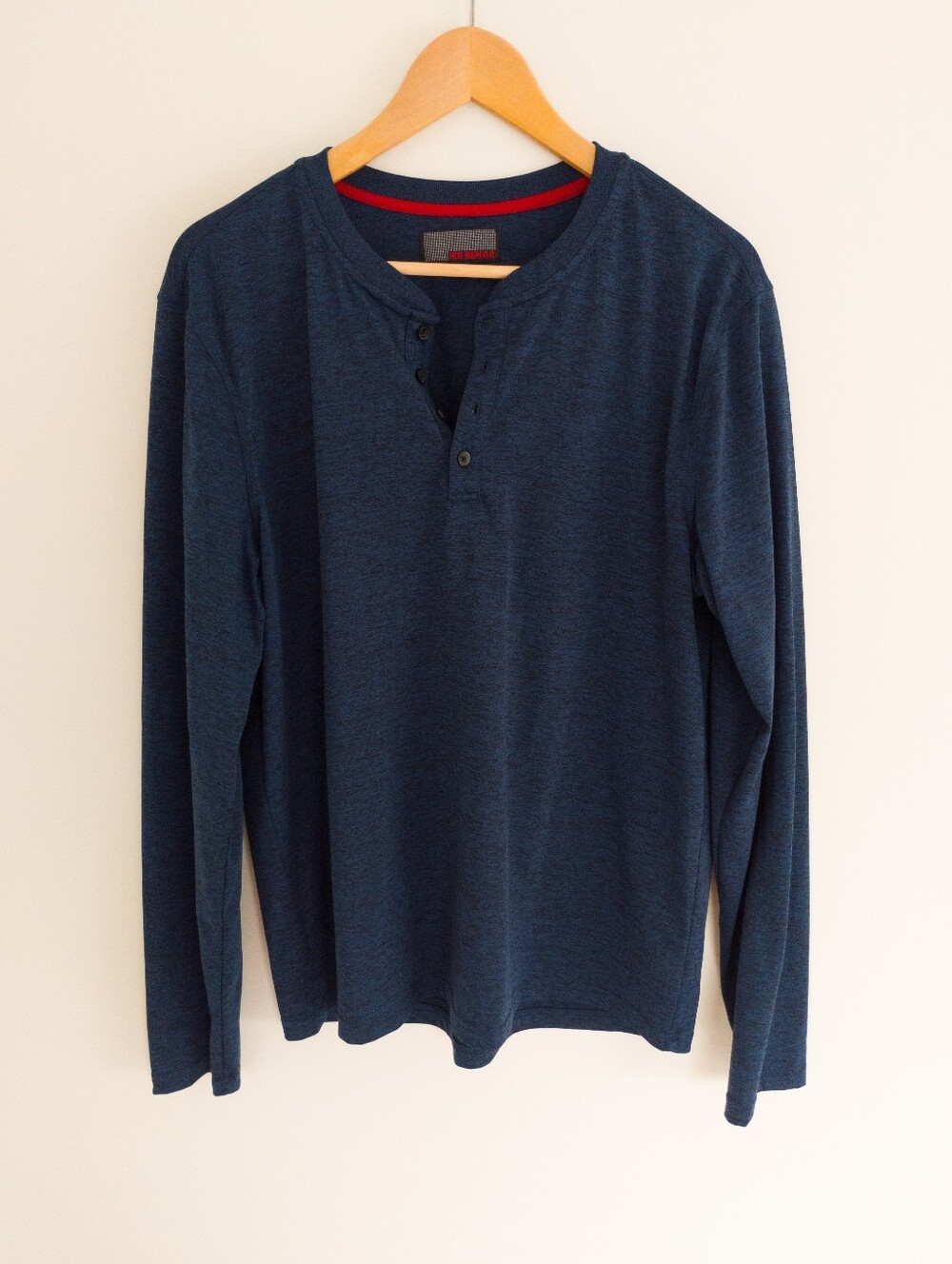 IKE BEHAR Men’s Navy Heathered Long Sleeve Henley Shirt Size Large